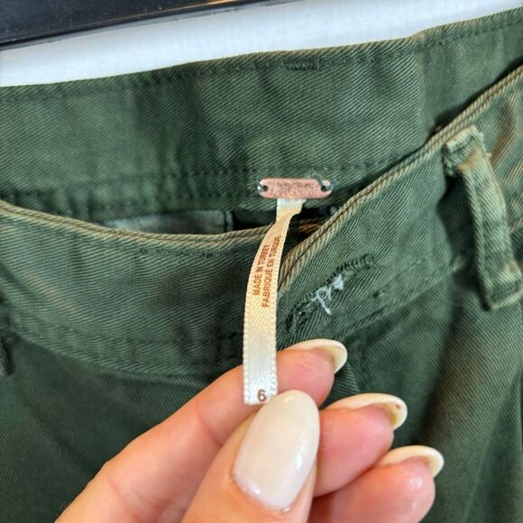 Ladies Free People Army Green High Rise Pleat Front Pants Size 6 - Picture 7 of 11